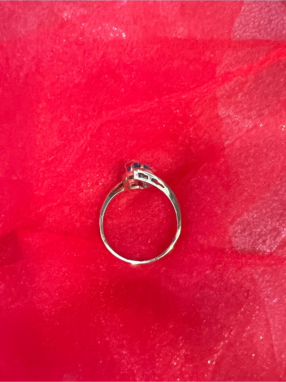 ✨Vintage L&S Solid Gold Heart Blue Topaz Diamond Bypass Ring 💍 - Picture 2 of 9